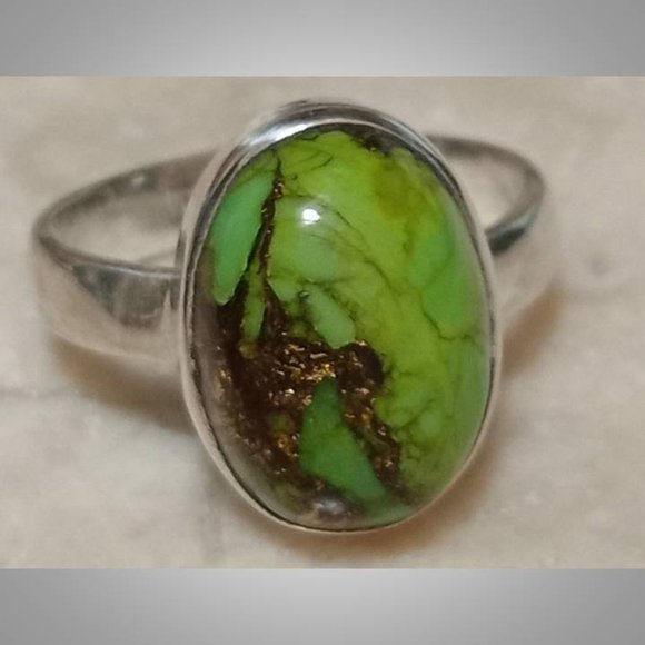 🔥AUTHENTIC Mohave Green Turquoise sterling silver Ring sz 7 810-01 - Picture 8 of 10